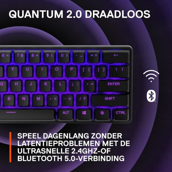 SteelSeries Apex Pro Mini Wireless HyperMagnetic Gaming Keyboard – World's Fastest Keyboard – Compact 60% Design – RGB – PBT Keycaps – Bluetooth – 2.4GHz – USB-C – French AZERTY...