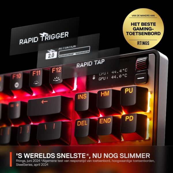 SteelSeries Apex Pro TKL Gen 3 - HyperMagnetic Gaming Keyboard - OmniPoint 3.0 - Adjustable Activation - Rapid Trigger - Games Presets - Rapid Tap/SOCD - OLED - RGB - UK Layout...