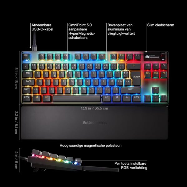 SteelSeries Apex Pro TKL Gen 3 - HyperMagnetic Gaming Keyboard - OmniPoint 3.0 - Adjustable Activation - Rapid Trigger - Presets for Games - Rapid Tap/SOCD - OLED - RGB - FR...