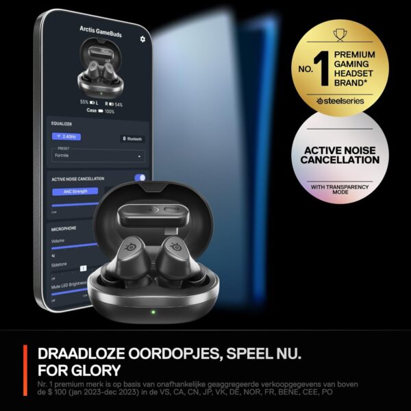 SteelSeries Arctis GameBuds™ for PlayStation - Wireless Gaming Earbuds - 2.4 GHz+BT5.3 - ANC/Transparency Mode - IP55 Water Resistance - 40H Battery Life - Wireless Charging...