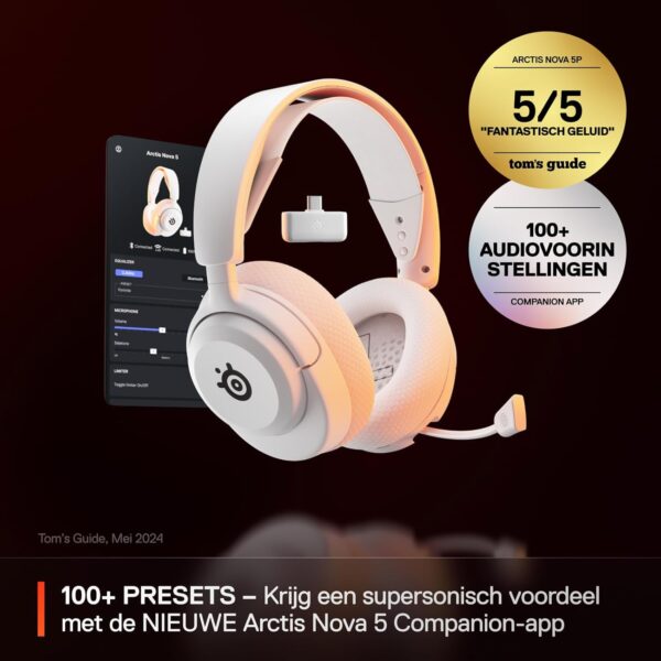 SteelSeries Arctis Nova 5 Wireless Gaming Headset for Multiple Systems- Neodymium Magnet Drivers- 100+ Audio Presets- 60H Battery Life- 2.4GHz or Bluetooth ClearCast Gen2.X-mic-...