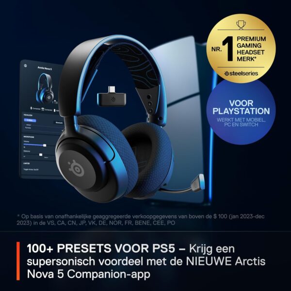 SteelSeries Arctis Nova 5P Wireless Gaming Headset for Multiple Systems- Neodymium Magnet Drivers- 100+ Audio Presets- 60H Battery Life- 2.4GHz Bluetooth- ClearCast Gen2.X-mic-...