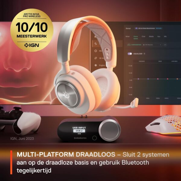 SteelSeries Arctis Nova Pro Wireless - multi-system gaming headset - Neodymium magnet drivers - Active noise cancellation - Infinity Power System -ClearCast Gen 2-mic -PC, PS5,...