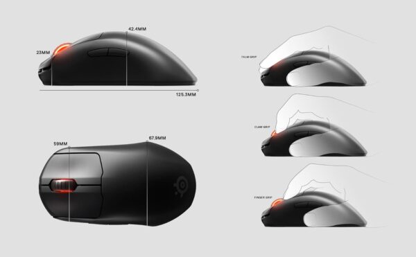 SteelSeries Prime Wireless - Esports Performance Wireless Gaming Mouse - 100 Hours Battery - 18,000 CPI TrueMove Air Optical Sensor - Magnetic Optical Switches,Wireless