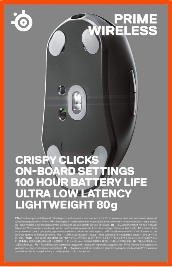 SteelSeries Prime Wireless - Esports Performance Wireless Gaming Mouse - 100 Hours Battery - 18,000 CPI TrueMove Air Optical Sensor - Magnetic Optical Switches,Wireless