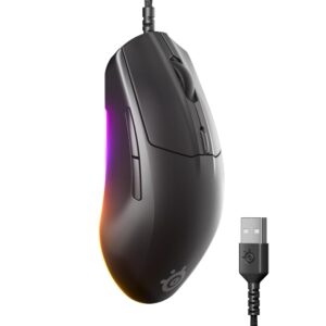 SteelSeries Rival 3 Gen 2 Gaming Mouse - TrueMove Core optical sensor with 8,500 DPI - Guaranteed 60 million mouse clicks - Low latency - Low weight 77g - 100% PTFE feet - RGB -...