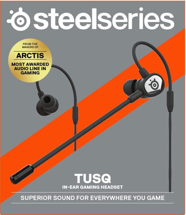 SteelSeries Tusq - In-Ear Gaming Headset - Dual Microphone with Removable Covers - Ergonomic Suspension Headphones - for Mobile Devices - Black