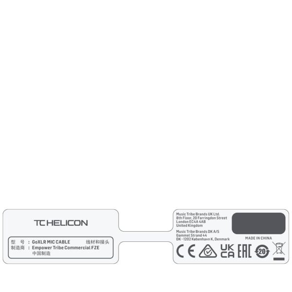 TC Helicon GoXLR MIC CABLE High-Quality Oxygen-Free 3.0m (10ft) Microphone Cable with XLR Connectors