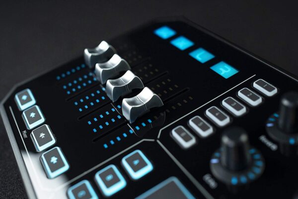 TC Helicon GoXLR Revolutionary online broadcasting platform with 4-channel mixer, motorized faders, soundboard and vocal effects