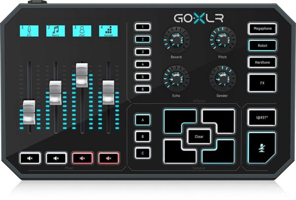 TC Helicon GoXLR Revolutionary online broadcasting platform with 4-channel mixer, motorized faders, soundboard and vocal effects